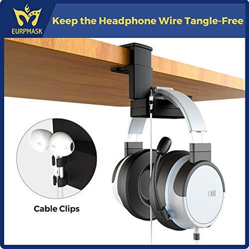 PC Gaming Headphone Stand under Desk Mount Headset Hanger Hook Holder