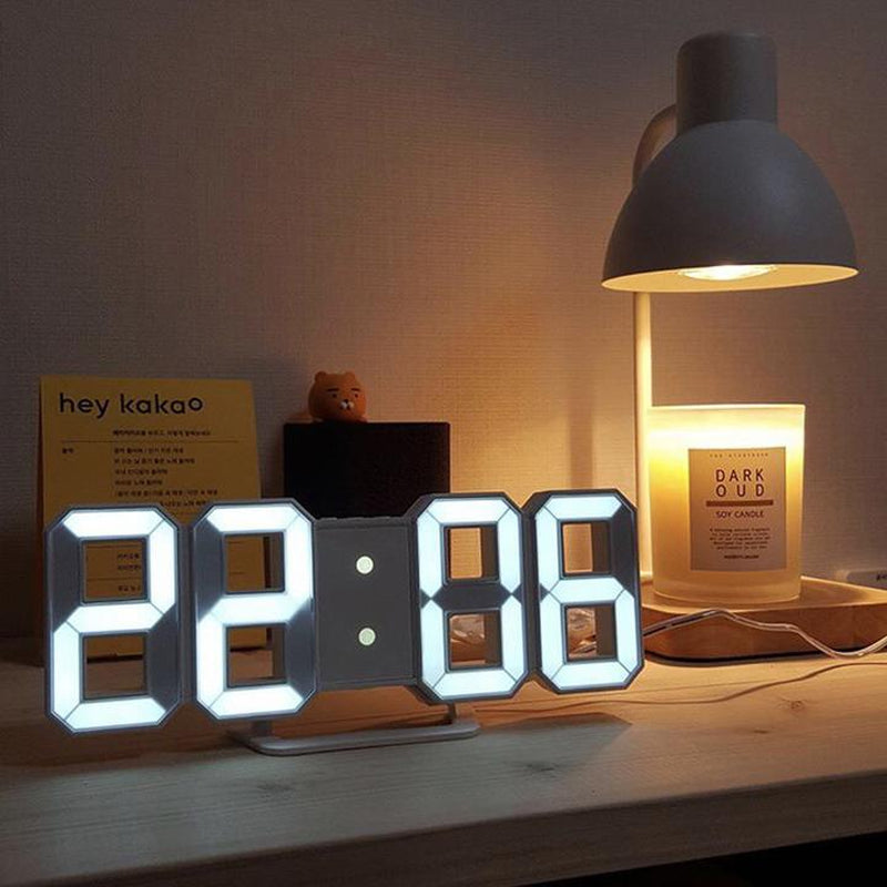 3D LED Wall Clock Modern Digital Sound Control Table Desktop Alarm Clock Temperature Night Light