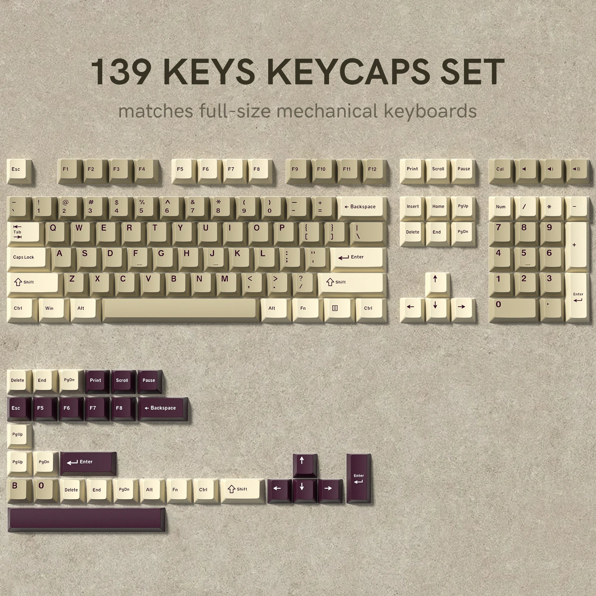 138 Keys Retro Grey Blue PBT Keycap Double Shot Cherry Profile Key Caps for Cherry MX Switches Mechanical Gamer Keyboard