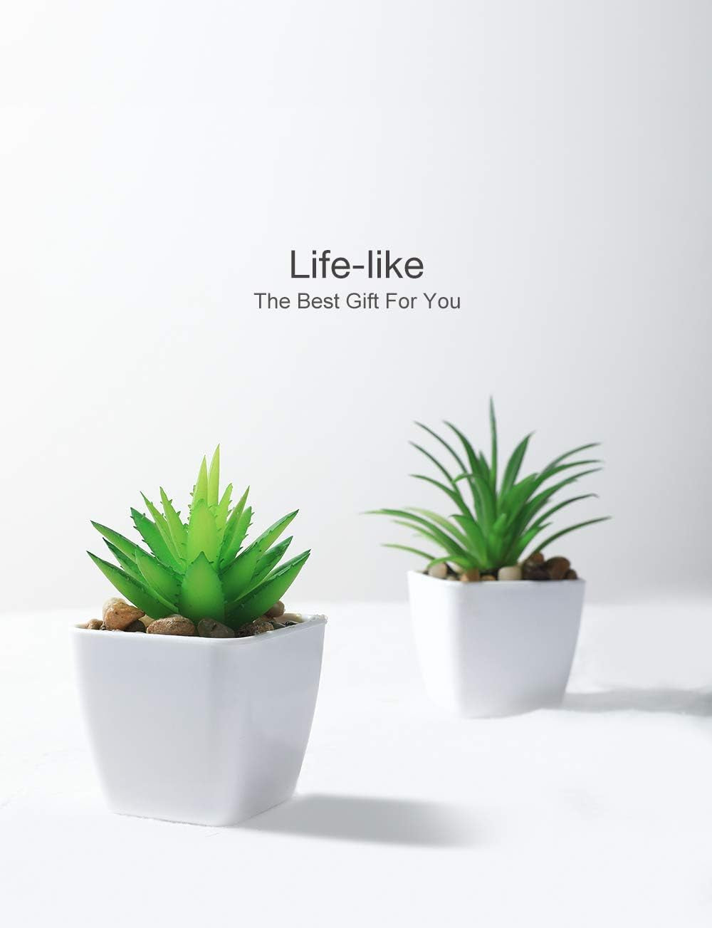 Fake Succulents Plants Artificial Faux Succulents Small 4Pcs Mini Potted Plastic Succulents for Christmas Home Office Living Room Desk Decor Aesthetic
