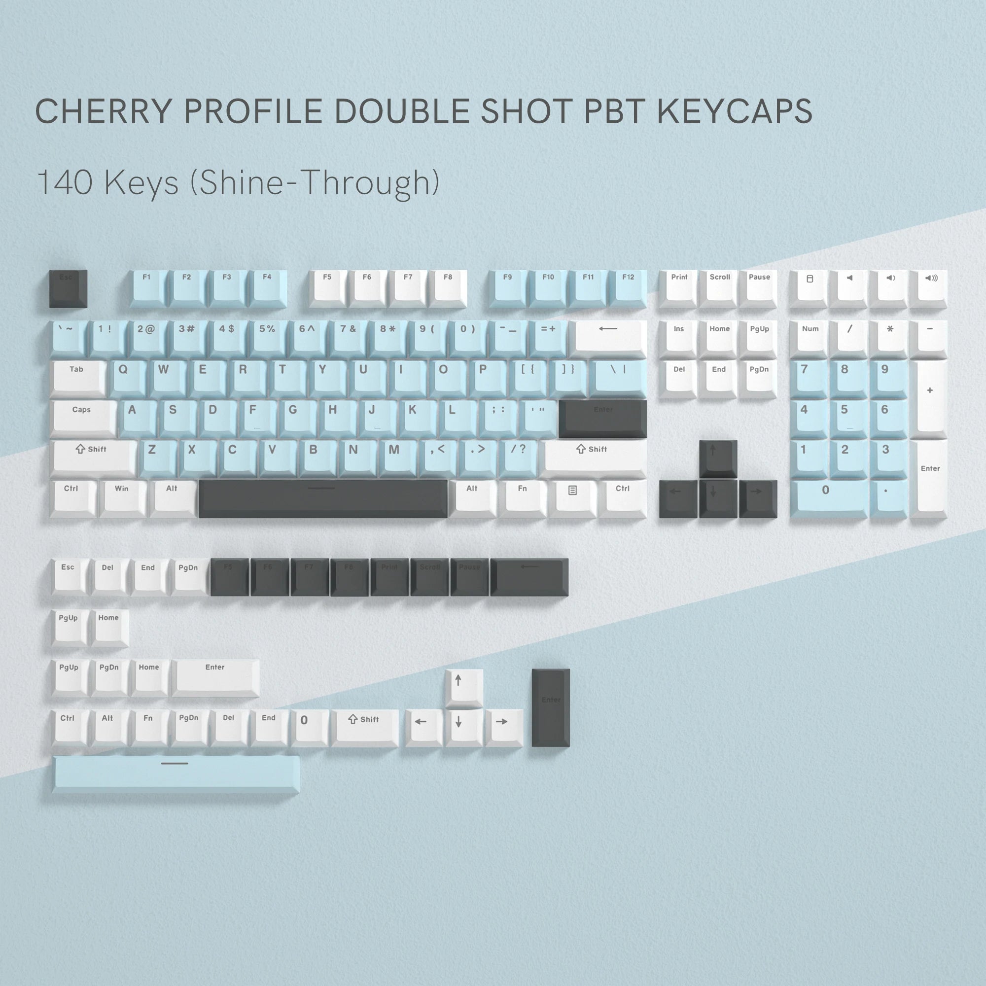 138 Keys Retro Grey Blue PBT Keycap Double Shot Cherry Profile Key Caps for Cherry MX Switches Mechanical Gamer Keyboard