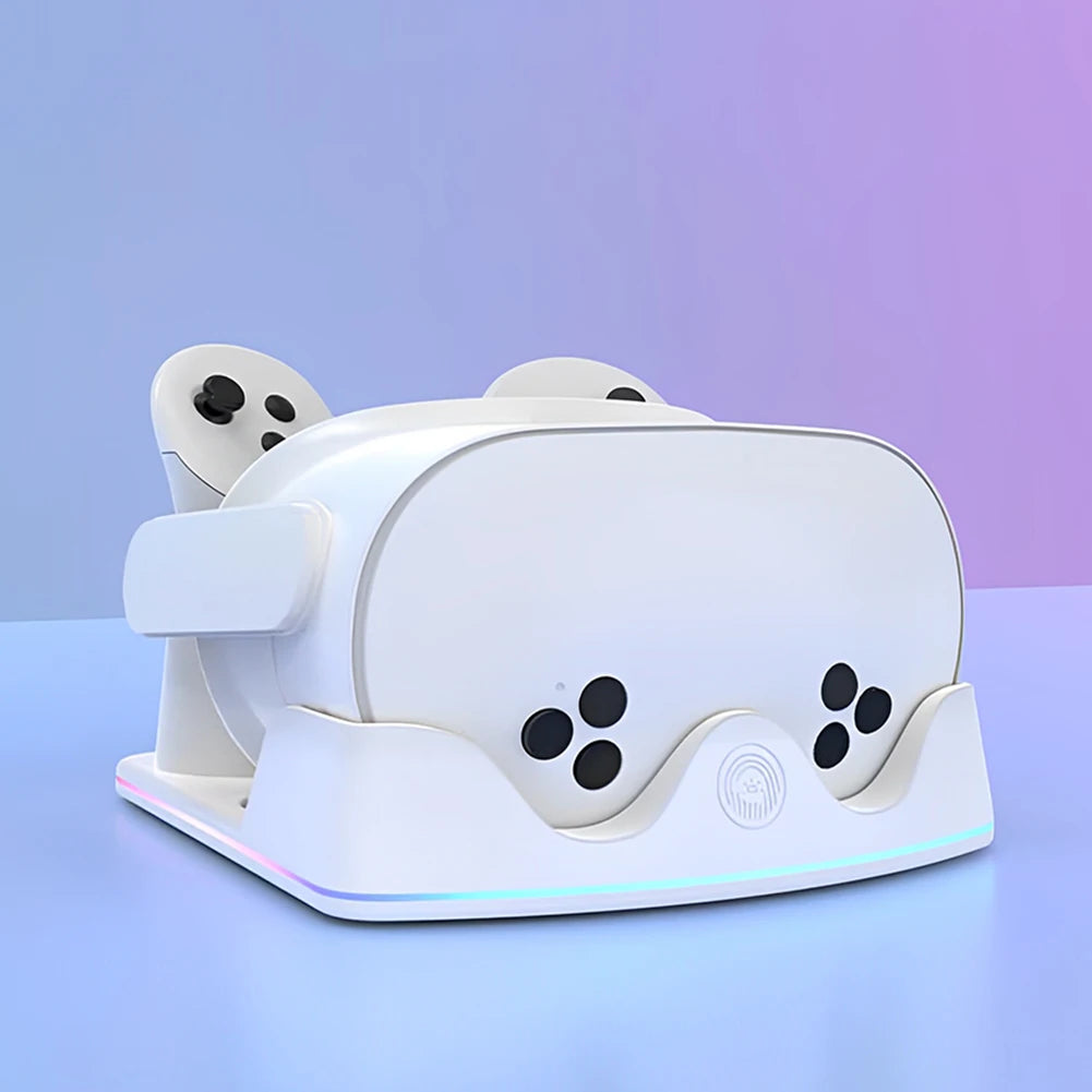 Charging Dock  Quest 3S VR Charging Station W/ RGB Light Charging Stand Headset Display Stand and Controller Mount