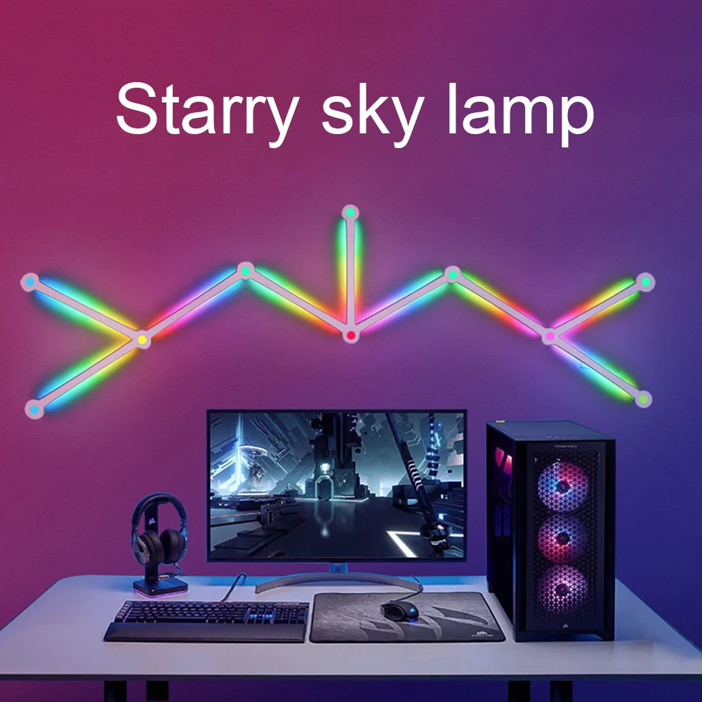 LED RGB Smart Wall Light DIY Atmosphere Night Light Game Room TV Backlight Decorative Wall Light Bar Music Rhythm APP
