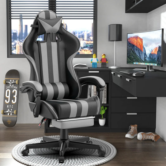 Gaming Chair with Foot Rest and Massage 