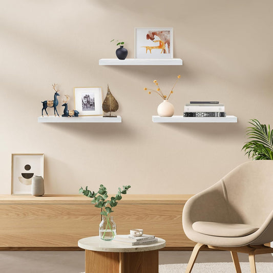 White Floating Shelves, Set of 3