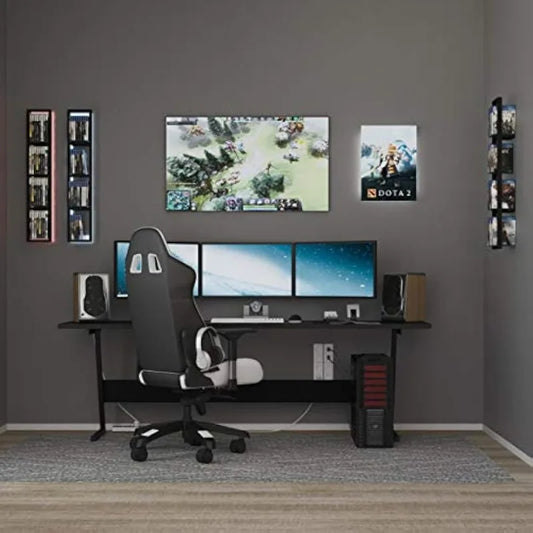 Space Black Floating Shelves for Wall, 34 Inch Video Games CD DVD Storage Shelves, Cube Storage Organizer Shelf Set Of