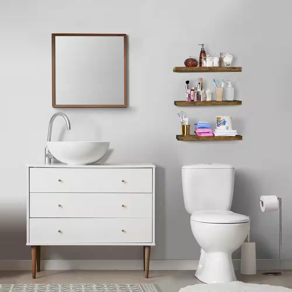 3-Pack Floating Shelves, 24 In. W X 9 In., invisible brackets