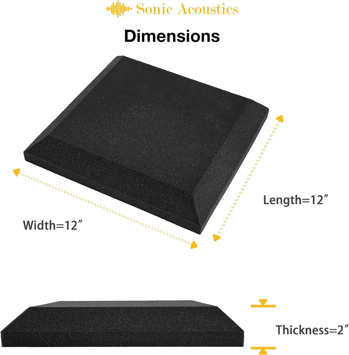 Acoustic Foam Panels, 24 Pack Black 2'' X 12