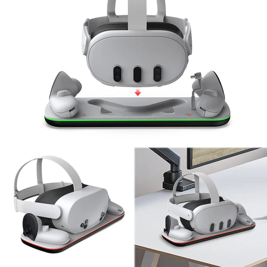 Wireless Charging Station for  for Meta Quest 3 VR Accessories Charger Dock Magnetic Fast Controller with LED Light
