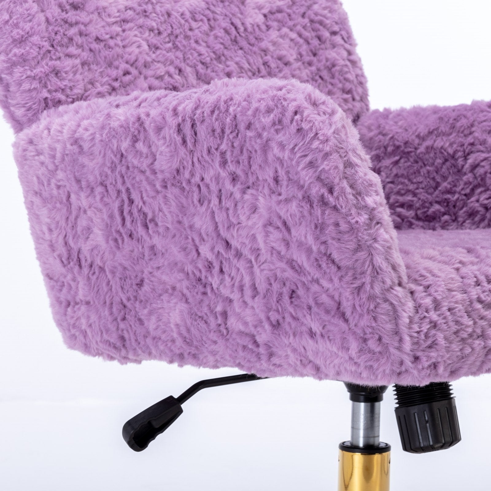Purple Pastel Chair with Artificial Fur Upholstery and Gold Metal Base