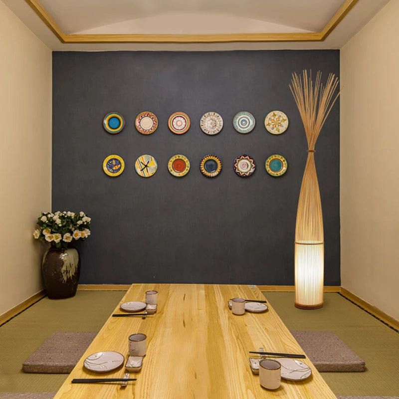 Japanese Bamboo Lamp Floor Lamp Tatami Chinese Zen Tea Room Bamboo Lights Nordic Living Room Bedroom Study Vertical Fishing Lamp