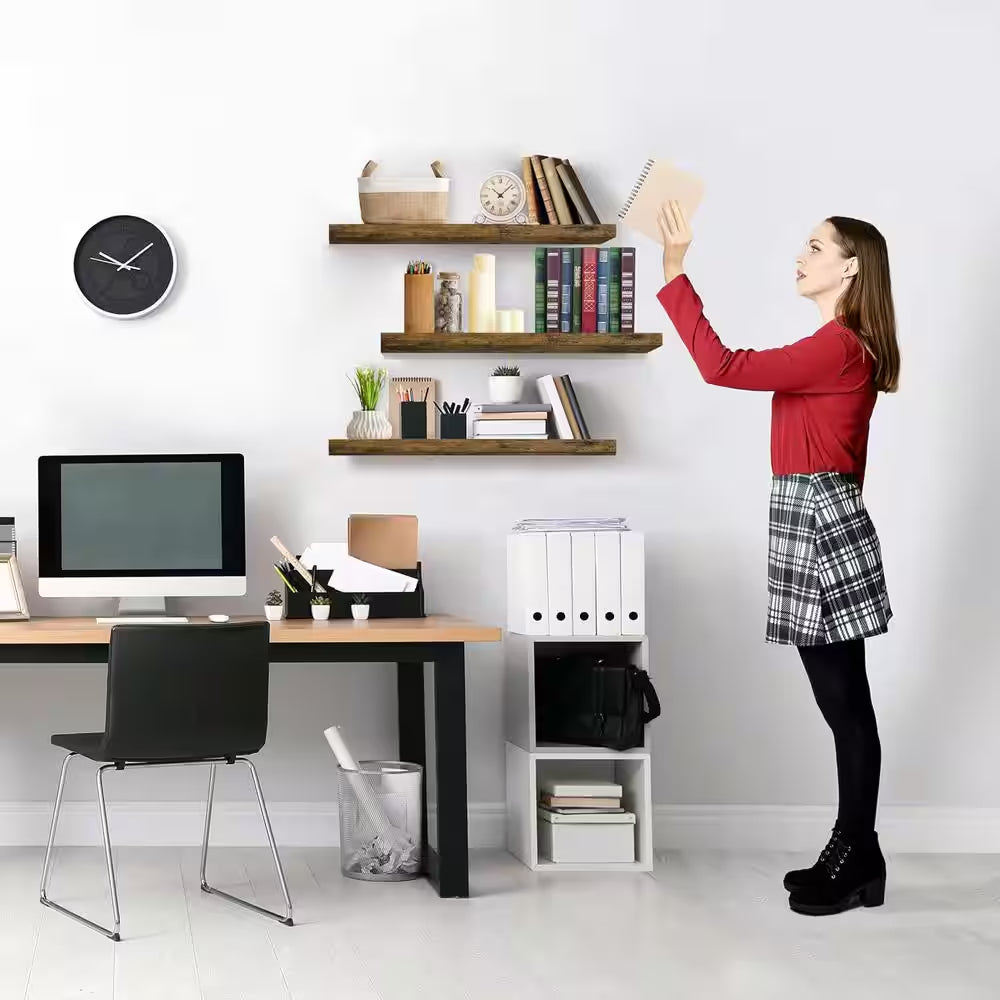 3-Pack Floating Shelves, 24 In. W X 9 In., invisible brackets
