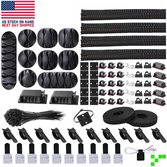 173 Pcs. Cable Management Kit Wire/Cord Organizer Zip Ties Holder Clips Adhesive