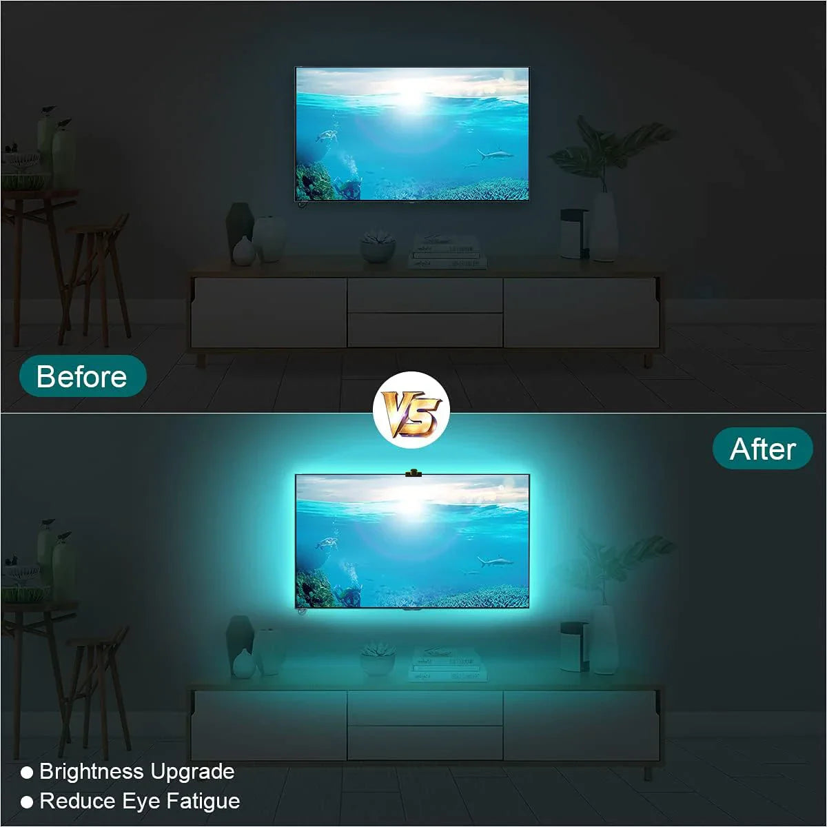 RGBIC LED TV Backlight Strip with AR Color Gamut Sensor App Control Smart Screen Sync 55-75 Inch for Gaming Room Atmosphere Ligh