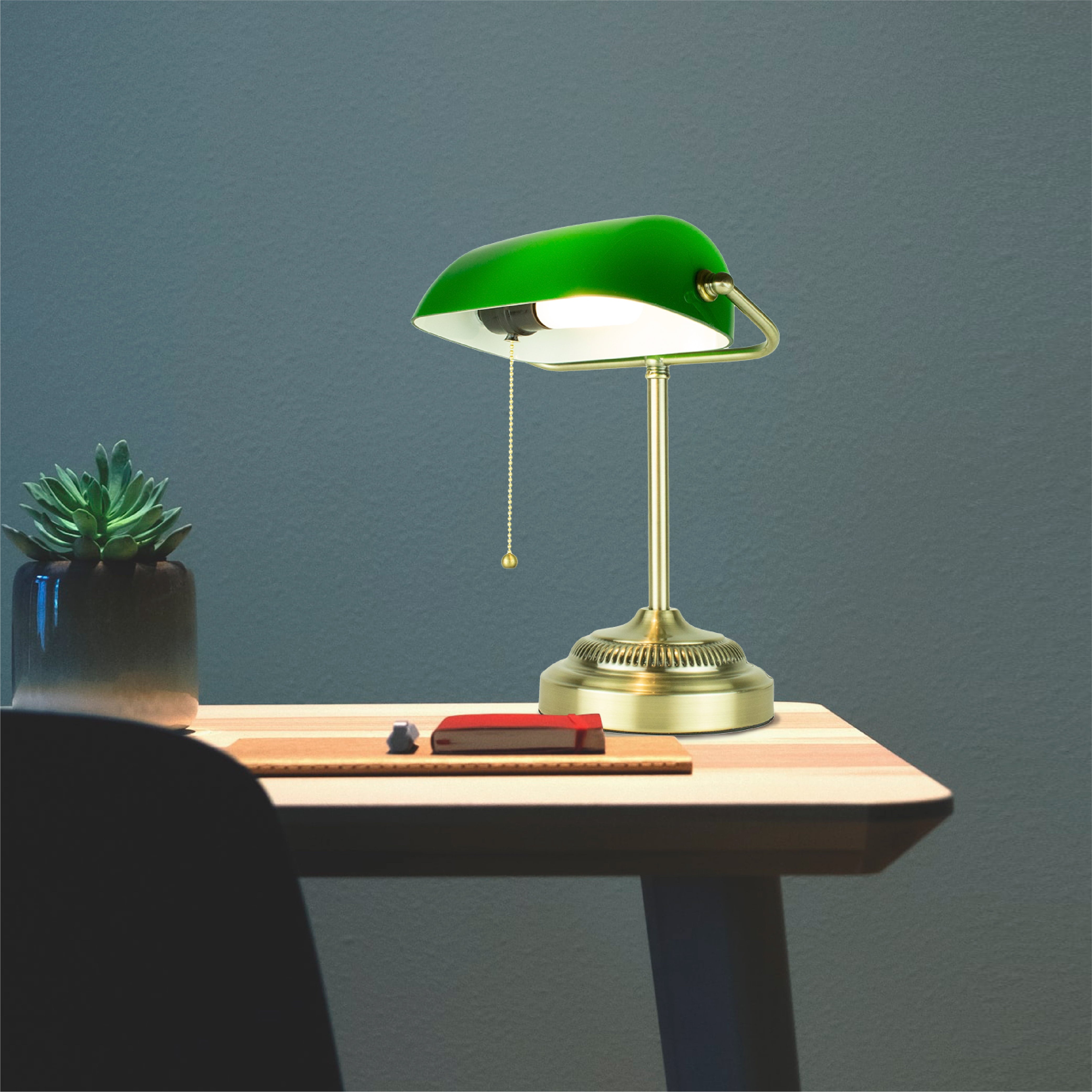 Morgan Antique Green Adjustable Energy-Efficient LED Bankers Desk Lamp