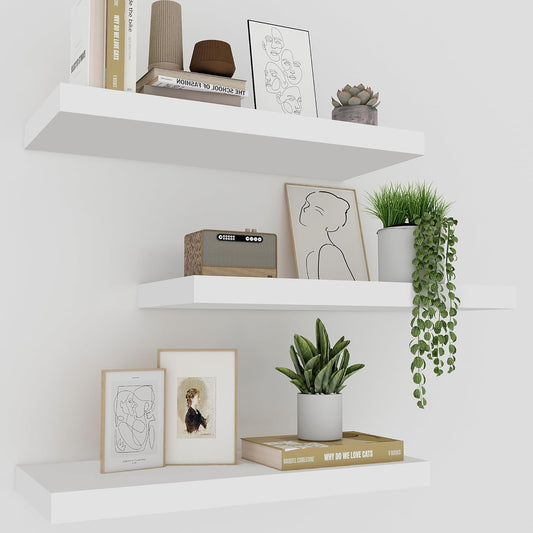 White Floating Shelves, Set of 3