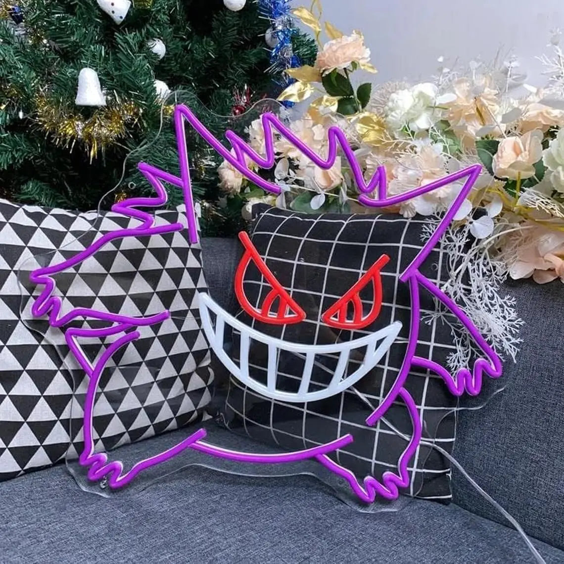 Gengar Cartoon LED Neon Sign  Dimmable USB Wall Light for Gaming Room Man Cave Anime-Style Birthday Gifts for Kids Teens A