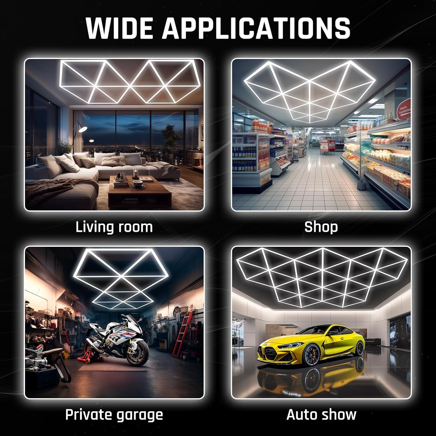 Hexagon Garage Lights, Super Bright Garage Lights Ceiling Led Hexagon 27 Pack 65