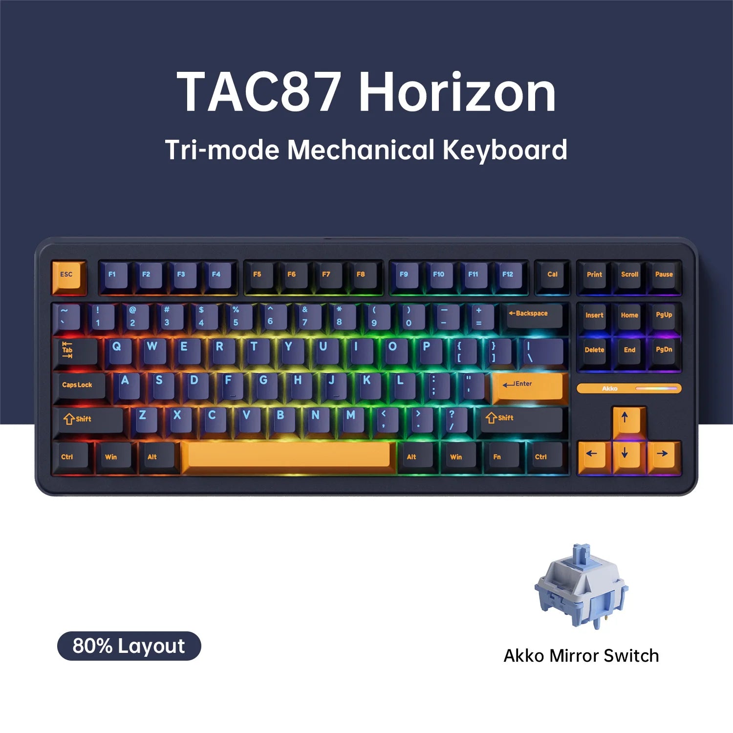 TAC87 Mechanical Keyboard 80% TKL Hot-Swap RGB 10000Mah USB Wired/2.4G&Bt Wireless Customized Gaming Keyboard Gasket Mount