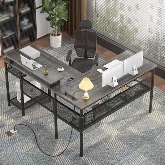 Large Modular Gaming Desk with Power and LED